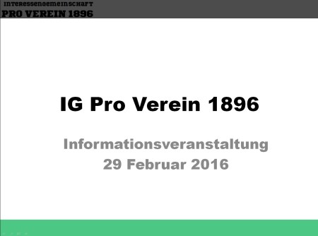 Infoveranstaltung IG Pro Verein 1896
