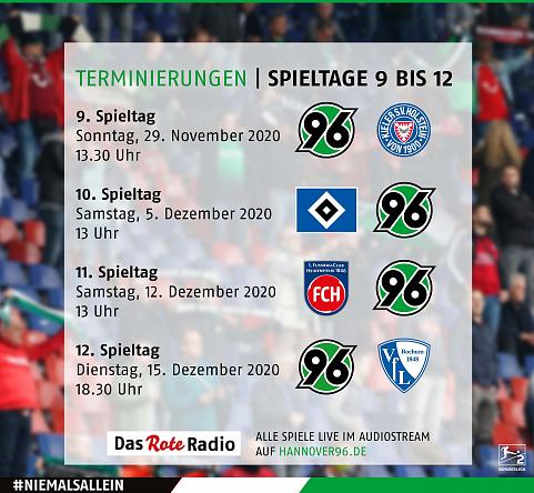 Spieltage 9 bis 12 terminiert